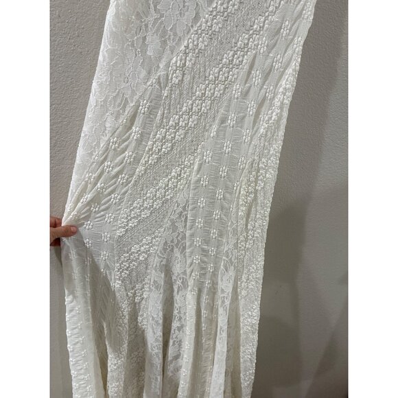Free People Dress Cypress Bohemian Lace Maxi Ivory white size small No Slip - Picture 7 of 11